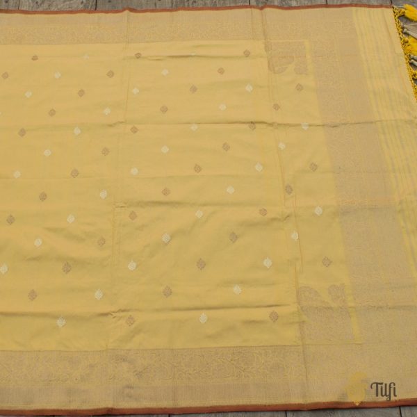 Light Yellow Pure Katan Silk Banarasi Handloom Dupatta Online