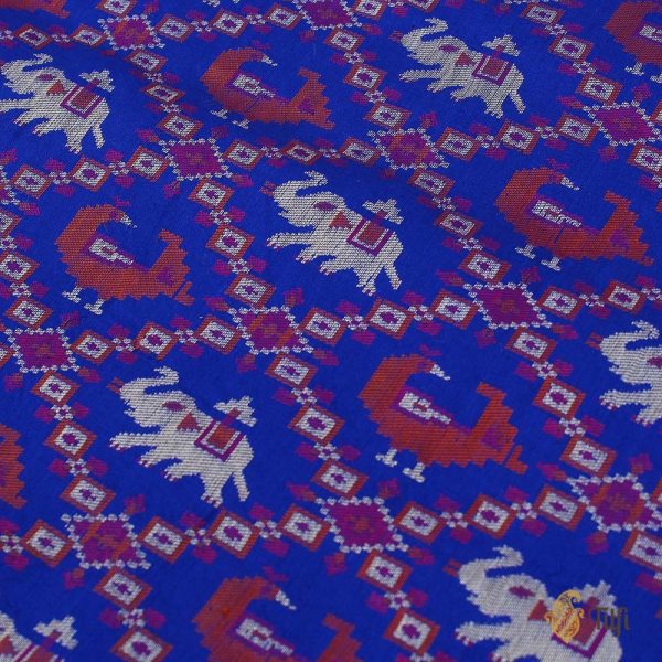 Picotee Blue Pure Katan Silk Banarasi Handloom Patola Dupatta Sale