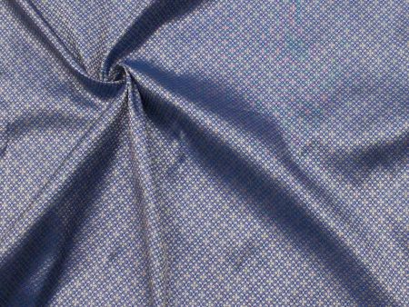 Blue Pure Katan Silk Banarasi Handloom Fabric Fashion