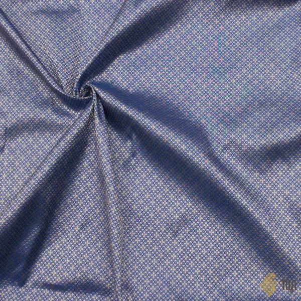 Blue Pure Katan Silk Banarasi Handloom Fabric Fashion