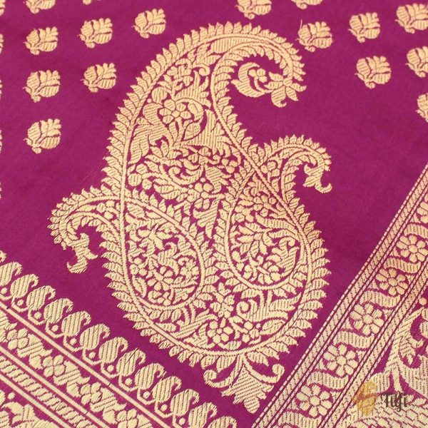 Magenta-Purple Pure Katan Silk Banarasi Handloom Saree Online Hot Sale