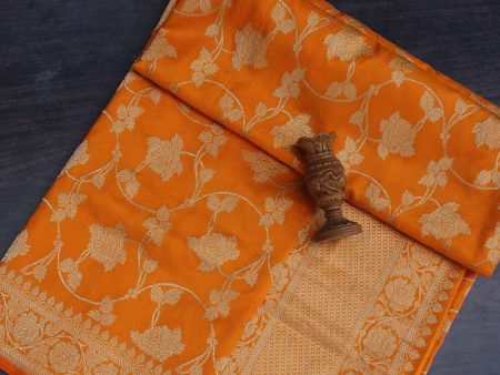 Orange Pure Katan Silk Banarasi Handloom Kadwa Jangla Dupatta Fashion