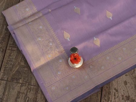 Lavender Pure Katan Silk Banarasi Handloom Dupatta Online Hot Sale