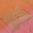 Peach-Orange Ombre Pure Monga Silk Banarasi Handloom Dupatta Online Sale