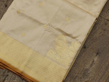 Off-White Pure Katan Silk Banarasi Handloom Saree Online