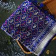 Midnight Blue Pure Katan Silk Banarasi Handloom Patola Dupatta For Sale