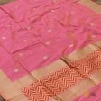 Light Yellow-Gulabi Pink Pure Katan Silk Banarasi Handloom Dupatta Discount