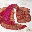 Rani pink-Red Pure Georgette Banarasi Handloom Bandhani Dupatta on Sale