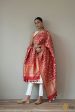 Red Pure Katan Silk Banarasi Handloom Heirloom Dupatta Fashion