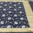 Navy Blue Pure Katan Silk Kadwa Jangla Handloom Dupatta For Sale