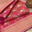 Orange-Pink Pure Katan Silk Banarasi Handloom Kadwa Jangla Dupatta Online now