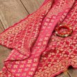 Gulabi Pink Ombre Pure Georgette Banarasi Handloom Bandhani Dupatta Sale