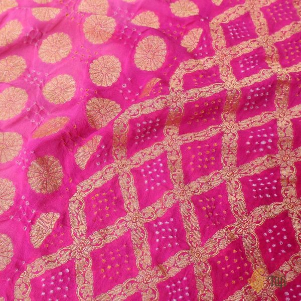 Light Pink-Rani Pink Pure Georgette Banarasi Handloom Bandhani Dupatta Online Hot Sale