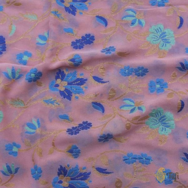 Light Pink Pure Khaddi Georgette Banarasi Handloom Dupatta Supply