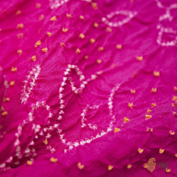 Gulaabi pink-Magenta Pure Georgette Banarasi Handloom Bandhani Dupatta For Discount