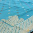 Aqua Blue Pure Cotton Banarasi Handloom Dupatta For Discount