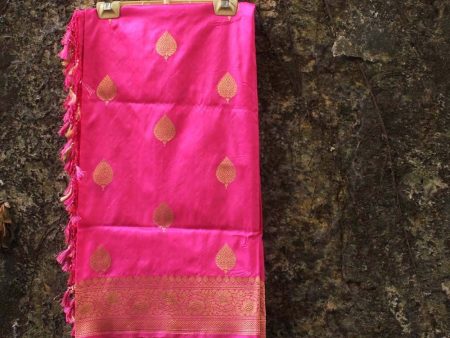 Gulabi Pink Pure Katan Silk Banarasi Handloom Dupatta Hot on Sale