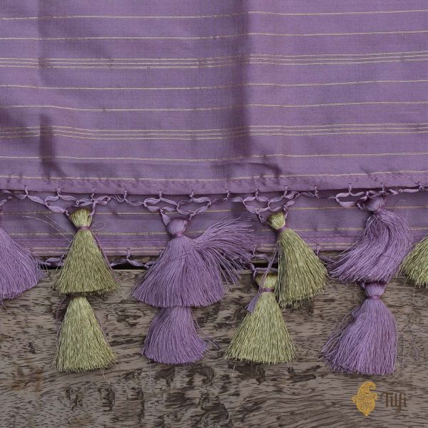 Mauve Pure Katan Silk Banarasi Handloom Dupatta Hot on Sale