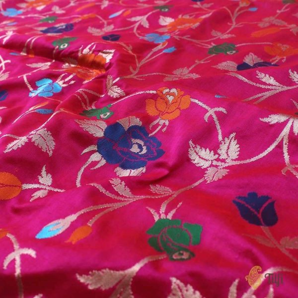 Orange-Indian Pink Pure Katan Silk Banarasi Handloom Dupatta For Cheap