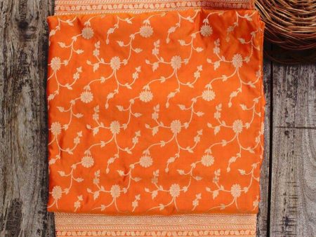 Orange Pure Katan Silk Banarasi Handloom Saree on Sale