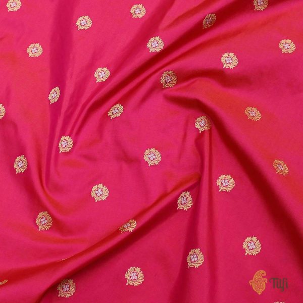 Orange-Gulabi Pink Pure Katan Silk Banarasi Handloom Saree Discount