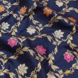 Navy Blue Pure Katan Silk Banarasi Handloom Dupatta Online