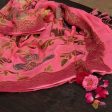 Light Pink Pure Chiffon Georgette Banarasi Handloom Dupatta Sale