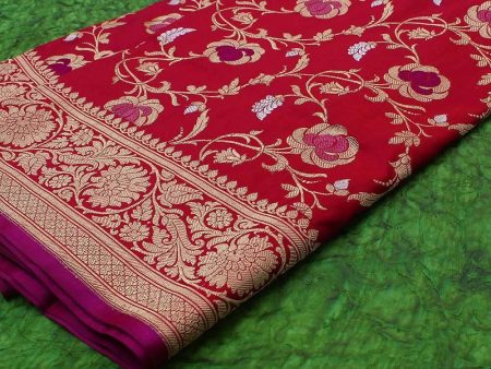 Maroon Pure Katan Silk Banarasi Kadwa Handloom Dupatta Sale