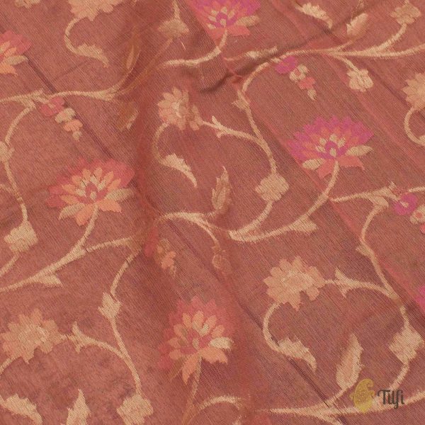 Peach Pure Kora Net by Cotton Banarasi Handloom Dupatta Discount