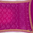 Gulaabi pink-Magenta Pure Georgette Banarasi Handloom Bandhani Dupatta For Discount