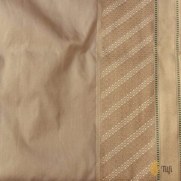 Beige Pure Katan Silk Handwoven Kadwa Banarasi Saree Online