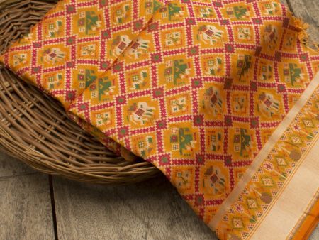 Orange Pure Katan Silk Banarasi Handloom Patola Dupatta Online Hot Sale