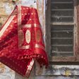 Red Pure Katan Silk Banarasi Handloom Petite Dupatta Hot on Sale