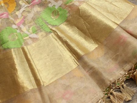 Light Pure Kora Tissue Net Banarasi Handloom Dupatta on Sale