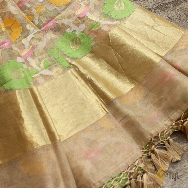 Light Pure Kora Tissue Net Banarasi Handloom Dupatta on Sale