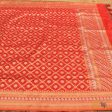 Orangish Red Pure Katan Silk Banarasi Handloom Dupatta For Sale