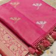 Pink Pure Katan Silk Banarasi Handloom Dupatta Supply