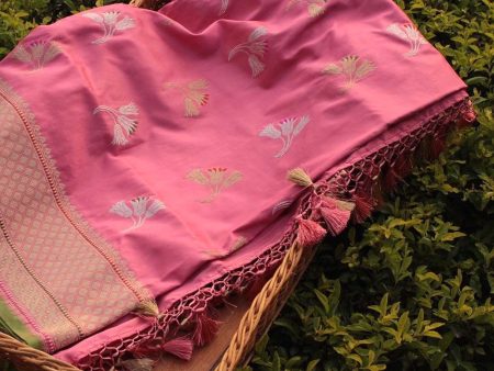 Old Rose Pink Pure Katan Silk Banarasi Handloom Dupatta Online Sale