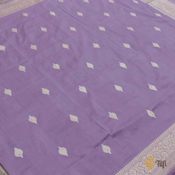 Mauve Pure Katan Silk Banarasi Handloom Dupatta Hot on Sale