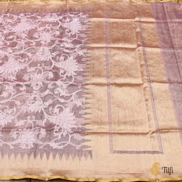 Mauve Pure Kora Net Tissue Banarasi Handloom Dupatta Online now