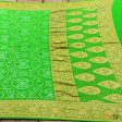 Parrot Green Pure Georgette Banarasi Handloom Bandhani Dupatta Online