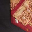 Black-Deep Red Pure Tussar Georgette Silk Banarasi Handloom Saree Hot on Sale