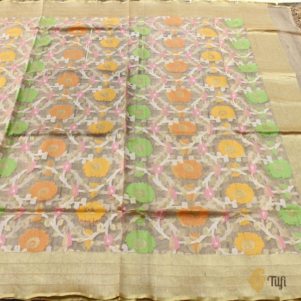 Light Pure Kora Tissue Net Banarasi Handloom Dupatta on Sale