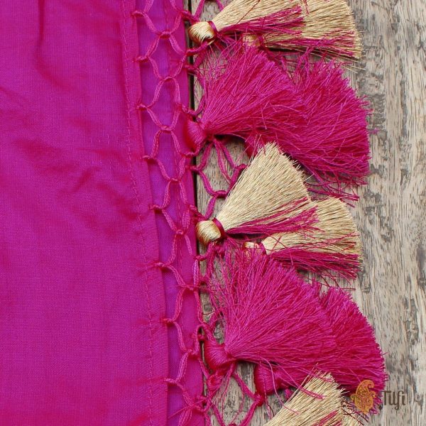 Rani Pink Pure Katan Silk Banarasi Handloom Dupatta Fashion