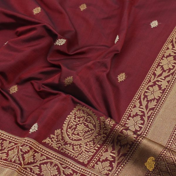 Maroon Pure Katan Silk Ektara Banarasi Handloom Saree Online Hot Sale