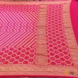 Gulabi-Rani Pink Pure Georgette Banarasi Handloom Bandhani Dupatta For Discount