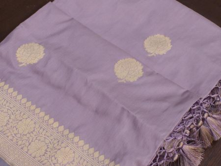 Lilac Pure Katan Silk Banarasi Handloom Dupatta Online Sale