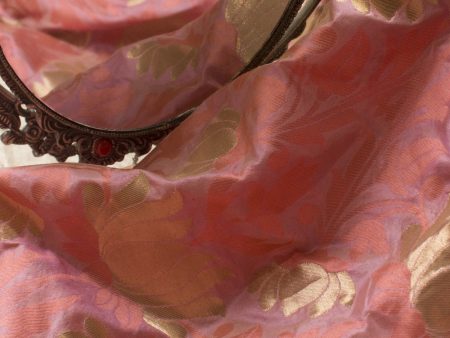 Pink Pure Katan Silk Banarasi Handloom Fabric Online Sale