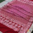 Rani Pink-Red Ombre Pure Chiffon Georgette Banarasi Handloom Bandhani Dupatta For Sale