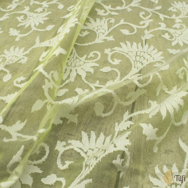 Green Pure Kora Net Banarasi Handloom Dupatta Supply